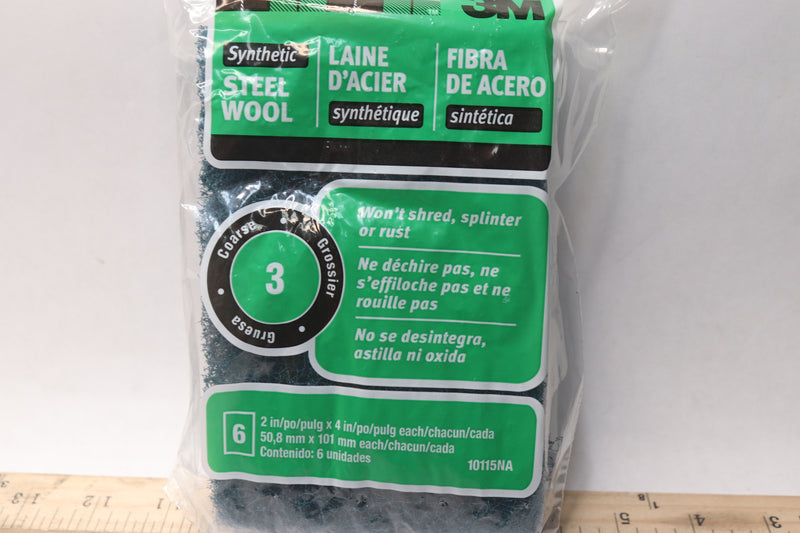 (6-Pk) 3M 3 Grade Medium Steel Wool Pad 10115NA