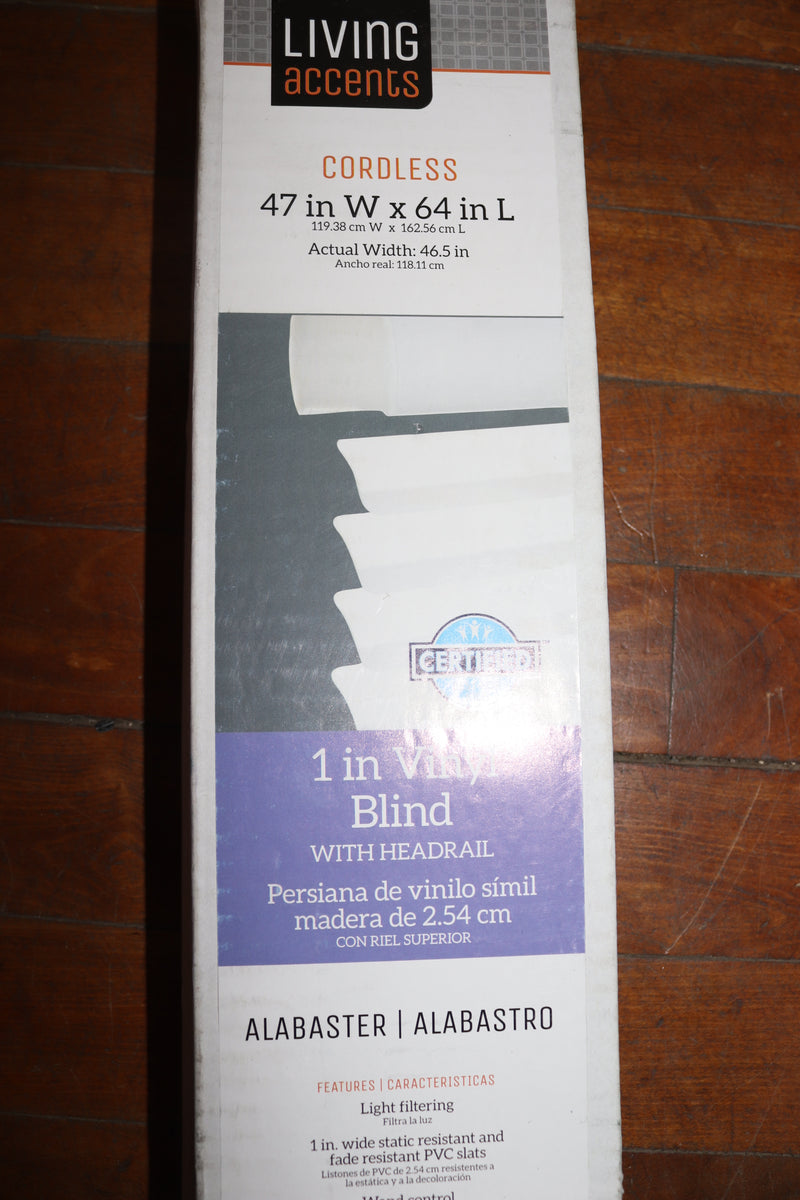 Living Accents Alabaster Cordless Blinds Vinyl 47" x 64" 5005772