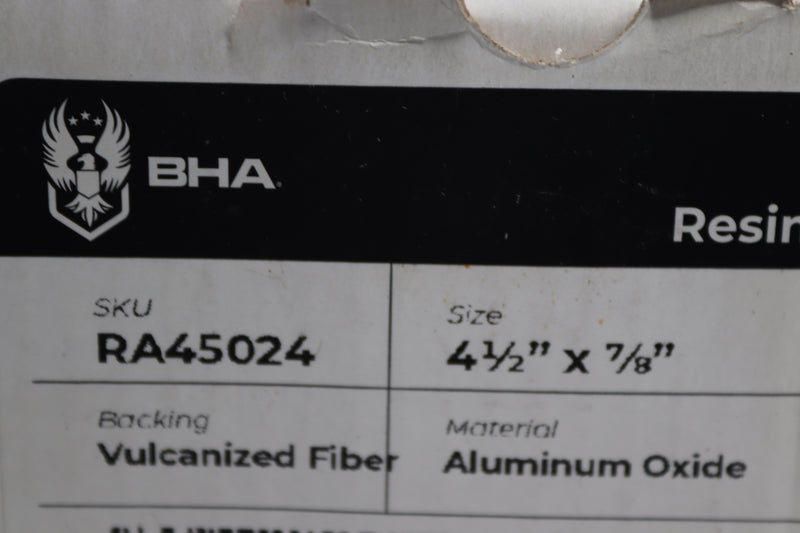 BHA Resin Fiber Disc Aluminum Oxide 36-Grit 4.5" Dia. x 7/8" Arbor Hole RA45024