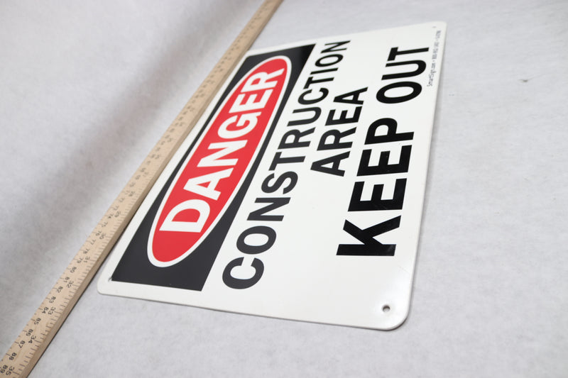 Smartsign Danger Construction Area Keep Out White 14" x 10" S-0798