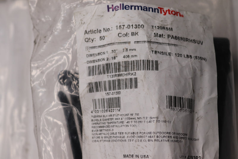 (50-Pk) Hellermann Tyton Stud Mount Tie 16" Long 157-01300