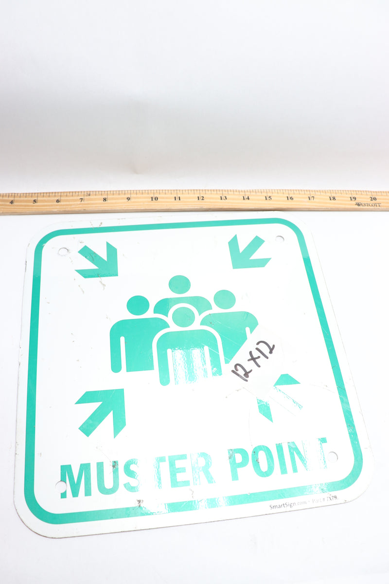 SmartSign Muster Point Metal Sign with Symbol Laminated Aluminum 12" x 12" 7X7R