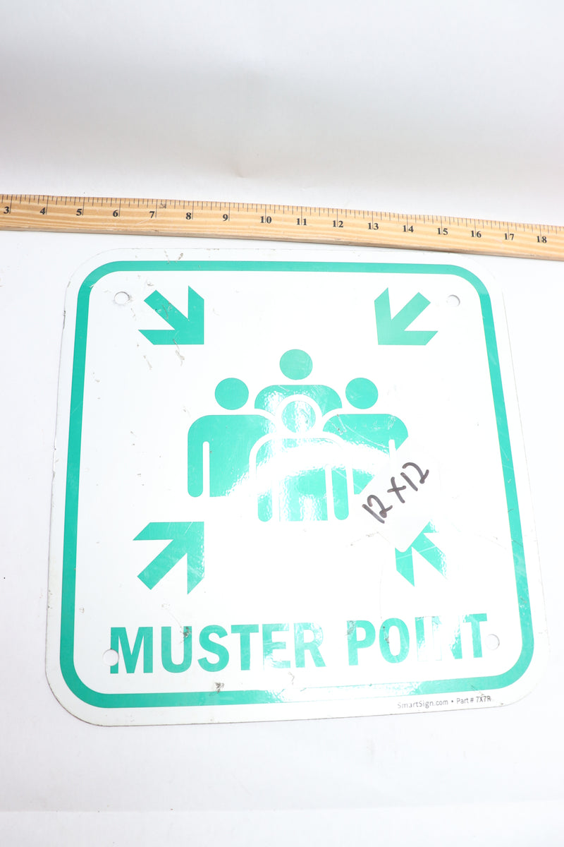 SmartSign Muster Point Metal Sign with Symbol Laminated Aluminum 12" x 12" 7X7R