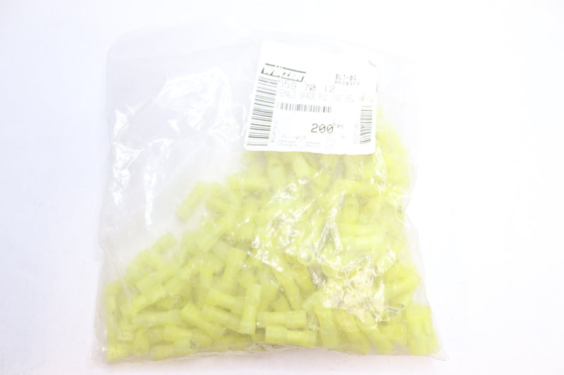 (200-Pk) Winzer 12-10 Gauge Ring Terminal Nylon Insulated Yellow 3/8&quot; Stud