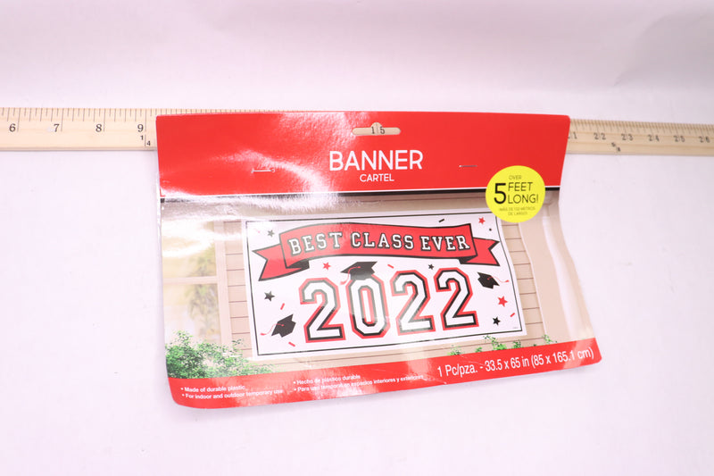 Amscan "2022 Best Class Ever" Graduation Horizontal Banner Plastic Red