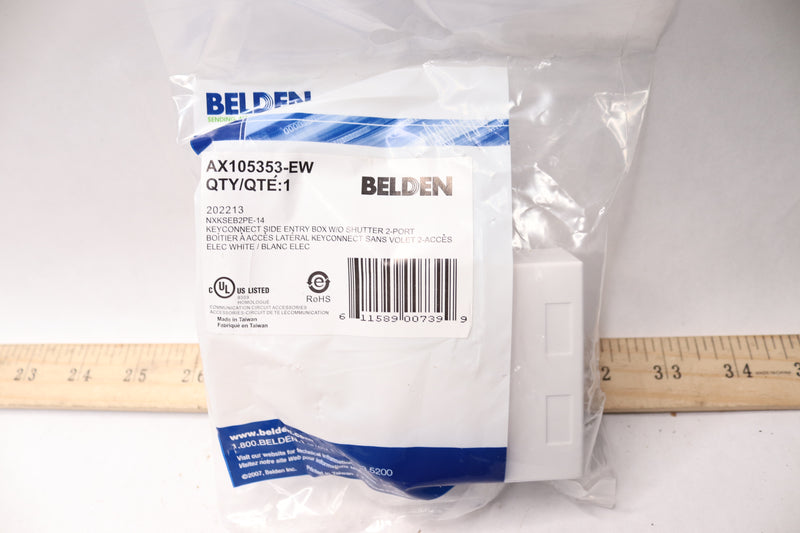 Belden 2-Port Side Entry Box w/o Shutter Door White AX105353-EW