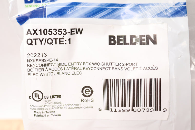 Belden 2-Port Side Entry Box w/o Shutter Door White AX105353-EW