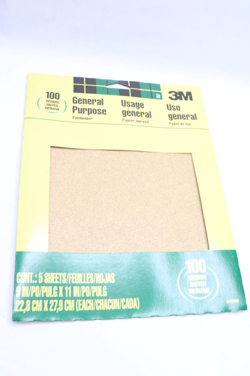 (5-Pk) 3M Sand Blaster Sandpaper Sheets Aluminum Oxide 100 Grit 9" x 11"