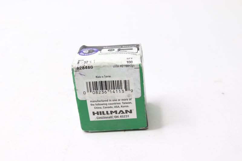 100-Pack Hillman SS Phillips Flat Head Machine Screws No. 8-32" x 1" 828480