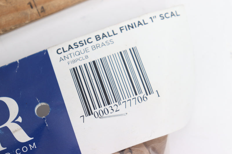 (2-Pk) ADR Classic Ball Finial Antique Brass 1" Scale FIBPCLB