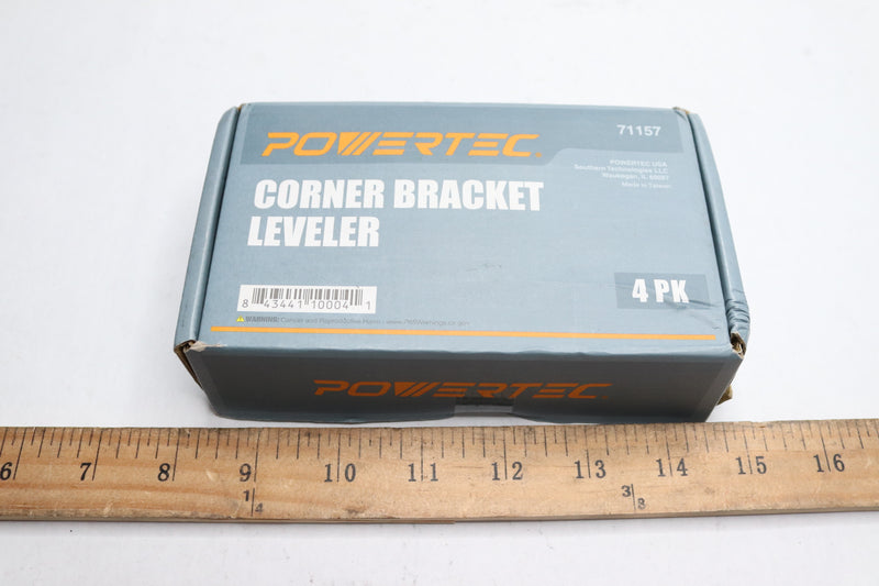 (4-Pk) Powertec Heavy Duty Corner Bracket Leveler with Nylon Base Non-Marring