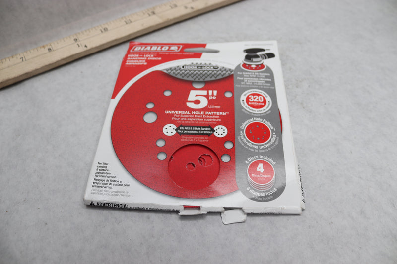 (4-Pk) Diablo Ceramic Blend Hook and Loop Sanding Disc Ultra Fine 320 Grit 5"