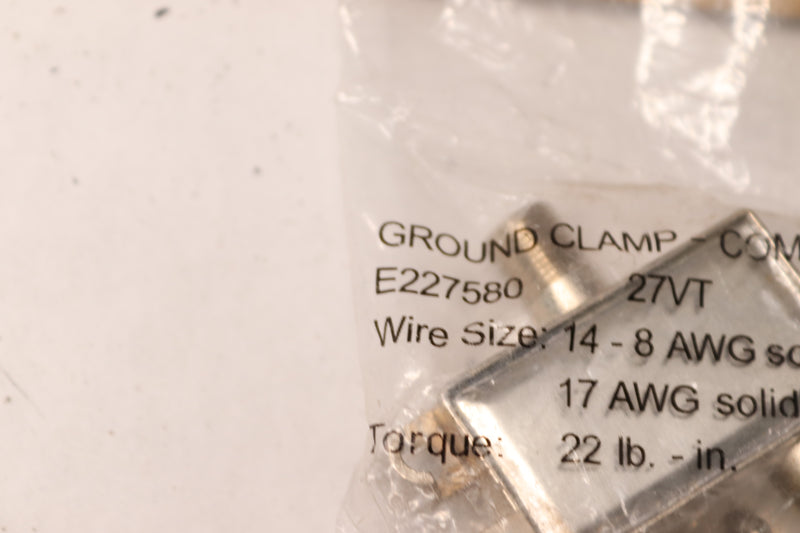 Verizon Lamp Holder Ground Clamp Solid Copper 14-8 AWG 22 lb E227580