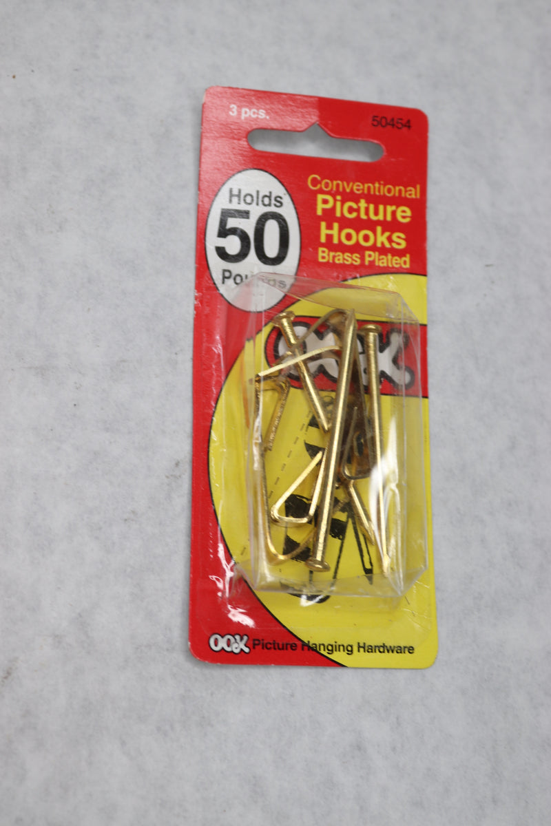(3-Pk) Ook Picture Hanger Brass 50Lb 50454