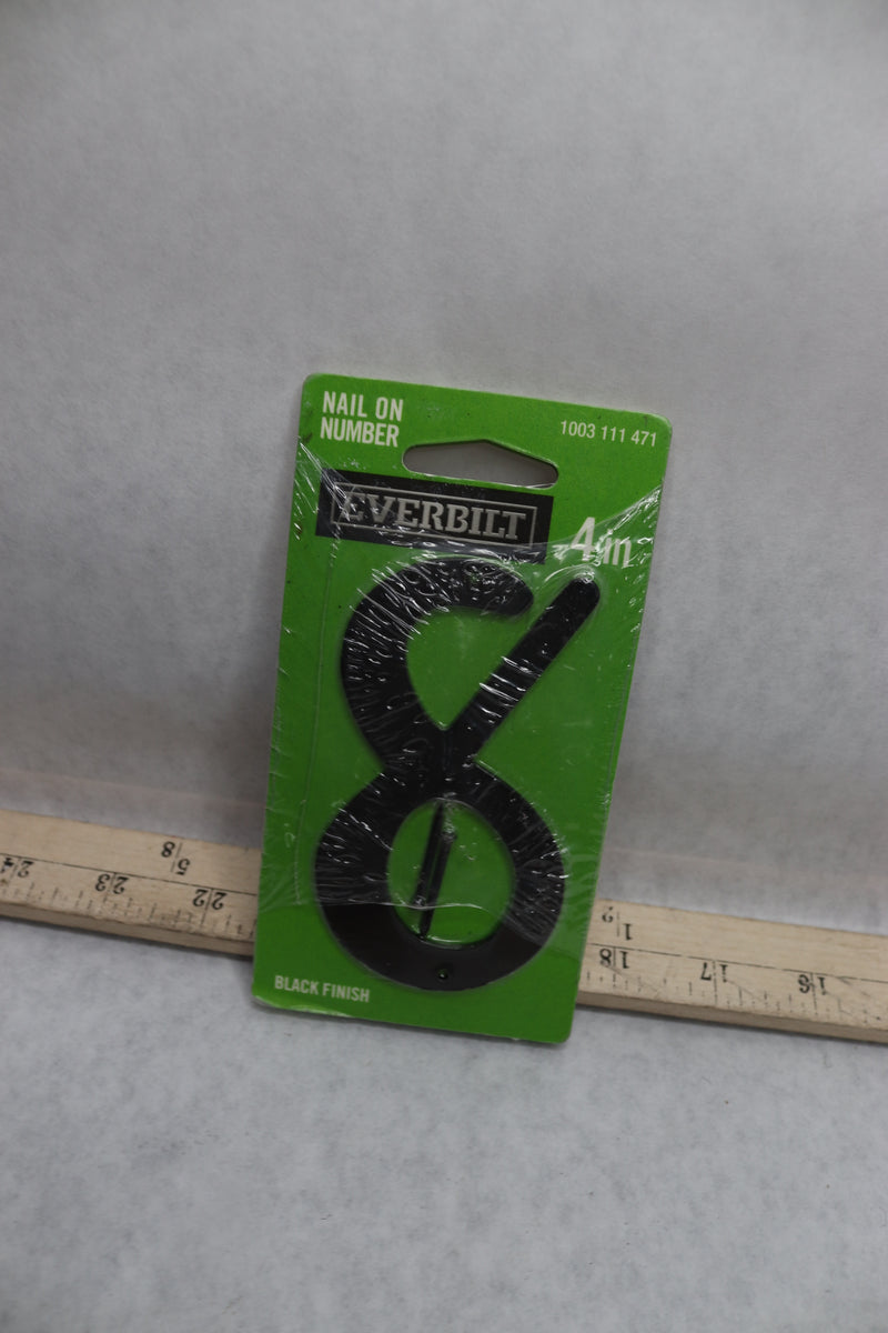 Everbilt Nail-On House Number 8 Black Aluminum 4" 30486