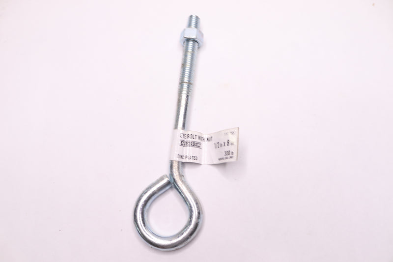 Everbilt Eye Bolt with Nut Zinc Plated 1/2" x 8" 246641