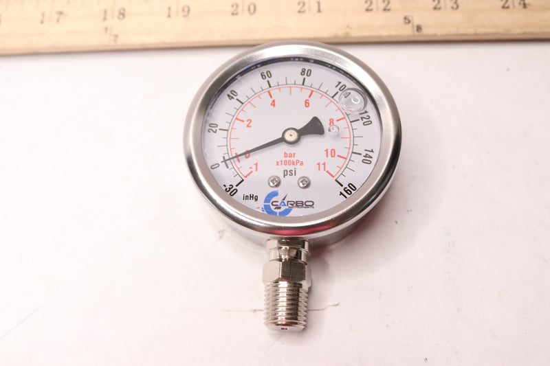 Carbo Instruments Pressure Gauge 0 - 160 psi 1/4" NPT 2-1/2" L25-SSL-V160