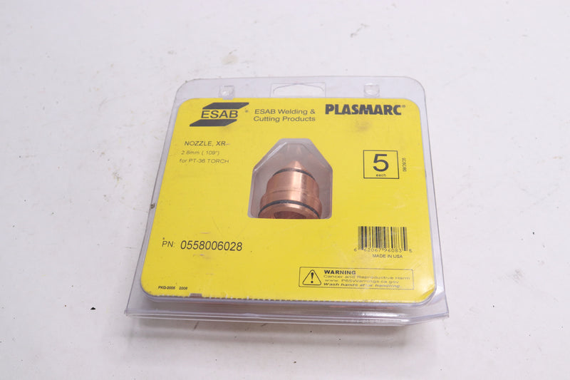 5-Pack -ESAB Welding & Cutting PLASMARC Nozzles XR for PT-36 Torch 0558006028