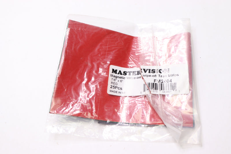(25-Pk) Master Vision Magnetic Tape Wipe-Off Strips Red 7/8" x 6" FM2404