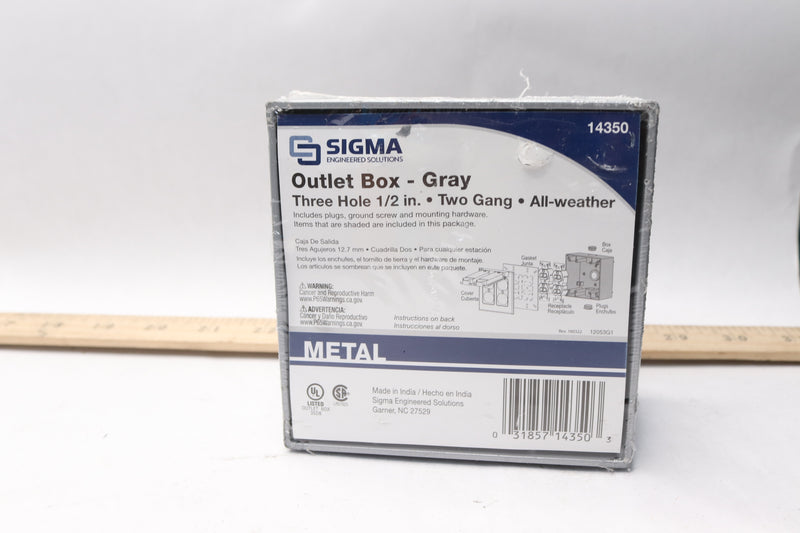 Sigma Engineered Solutions 3 Hole 2-Gang Outlet Box Gray 1/2" 14350