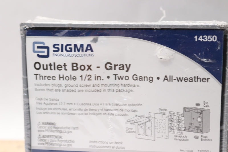 Sigma Engineered Solutions 3 Hole 2-Gang Outlet Box Gray 1/2" 14350