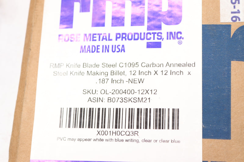 RMP Knife Blade Steel High Carbon Annealed OL-200400-12X12