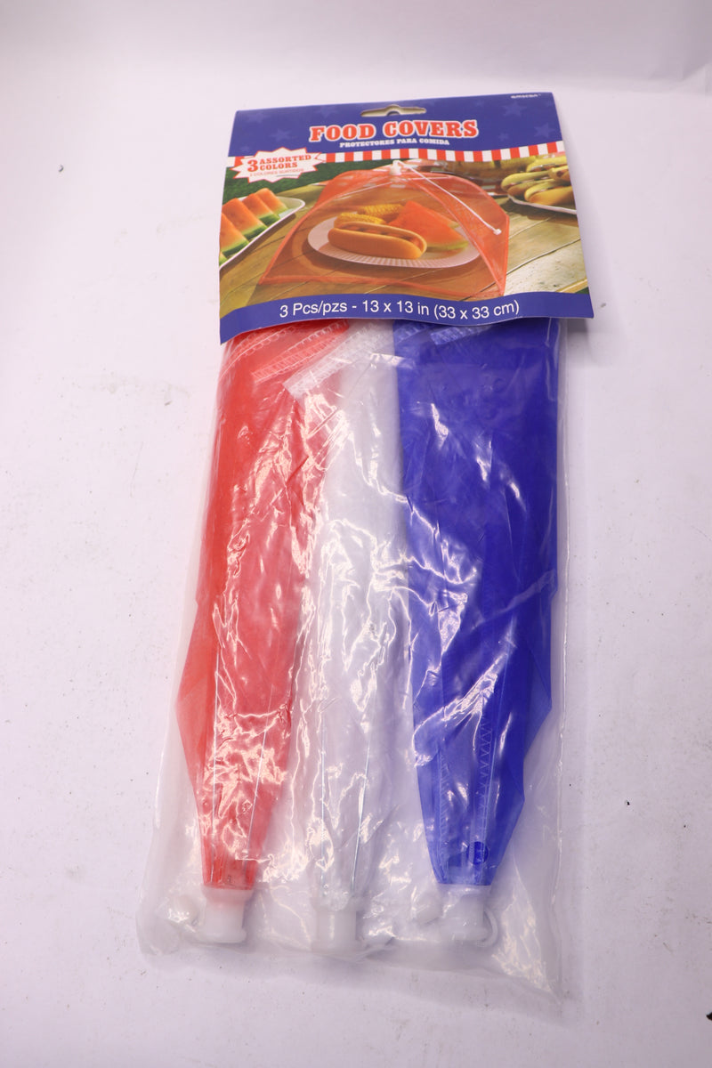 (2-Pk) Amscan Mesh Food Covers Red/White/Blue 7.75" x 12" x 12" 670531