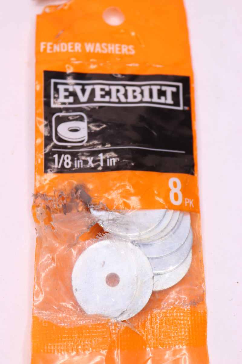 (8-Pk) Everbilt Fender Washer Zinc-Plated Steel 1/8" x 1" 210 364