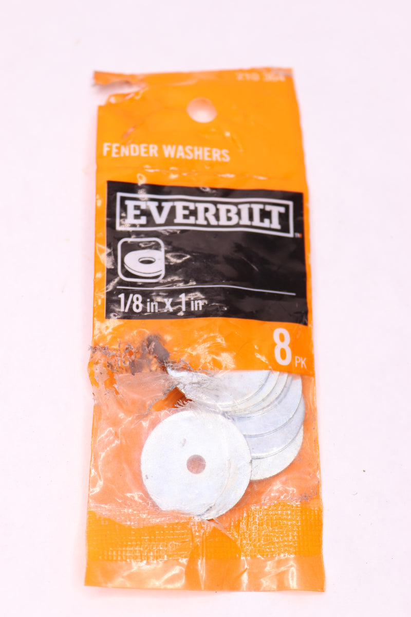 (8-Pk) Everbilt Fender Washer Zinc-Plated Steel 1/8" x 1" 210 364