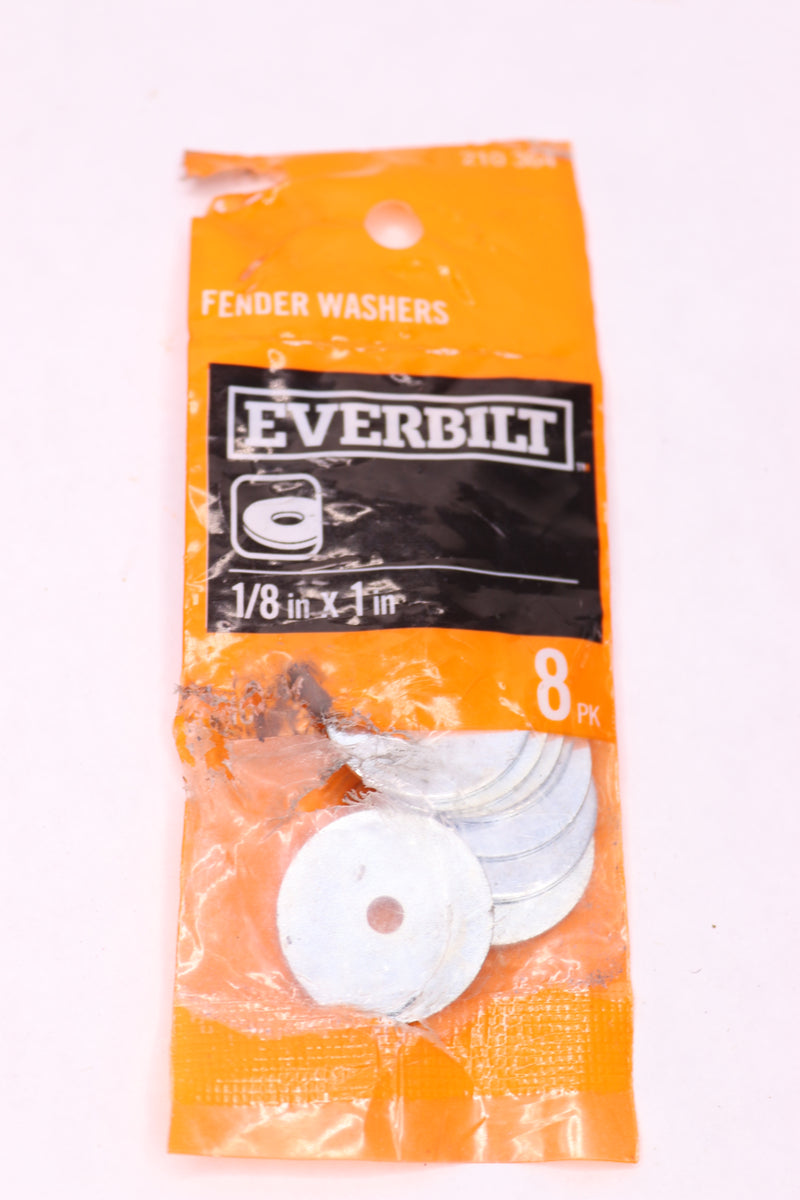 (8-Pk) Everbilt Fender Washer Zinc-Plated Steel 1/8" x 1" 210 364