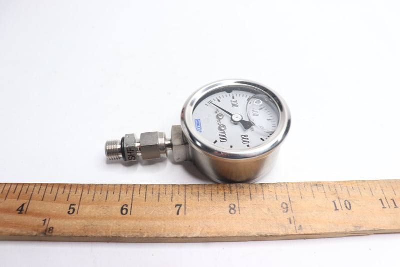 Wika Pressure Gauge 0 to 1,000 psi 2-1/2" Dial x 1/4" Thread 56453830