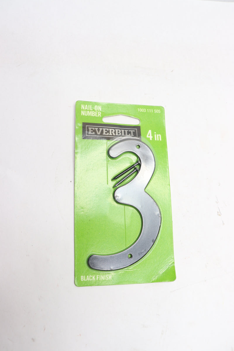 Everbilt Nail On House Number 3 Black Finish 4" 100311505