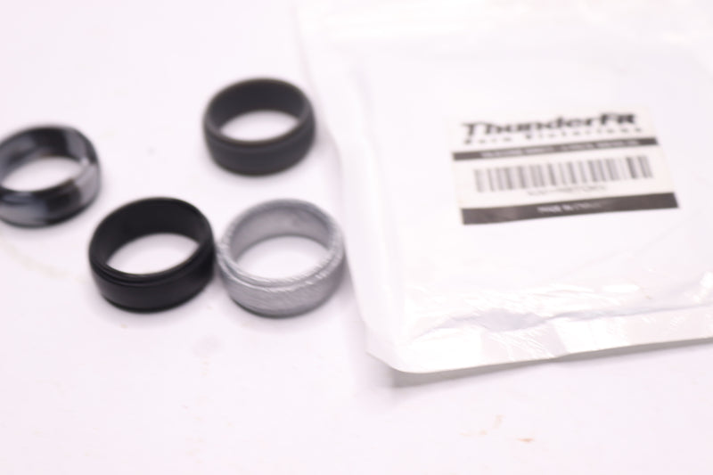 (4-Pk) Thunderfit Wedding Ring for Men Silicone Dark Silver Size 9 - AS SHOWN