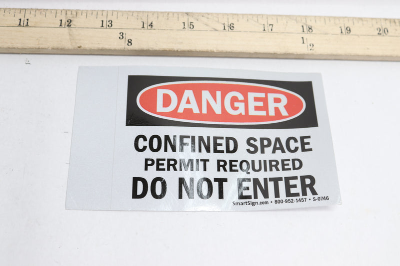 SmartSign "Danger: Confined Space - Permit Required, Do Not Enter" Sign 3" x 5"