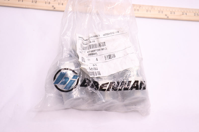 (4-Pk) Brennan Industries Straight O-Ring Face Seal Fitting Steel 140150