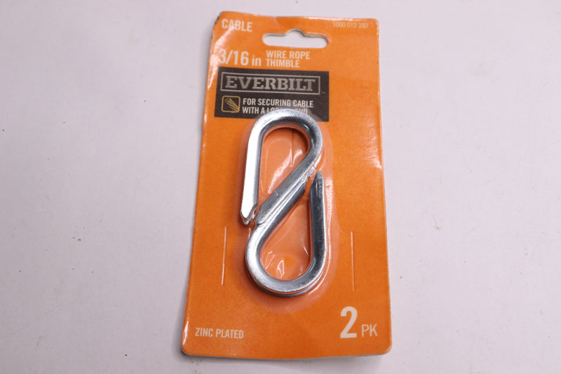 (2-Pk) Everbilt Wire Rope Thimble Zinc Plated 3/16" 42494