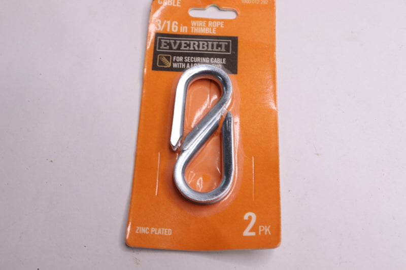 (2-Pk) Everbilt Wire Rope Thimble Zinc Plated 3/16" 42494