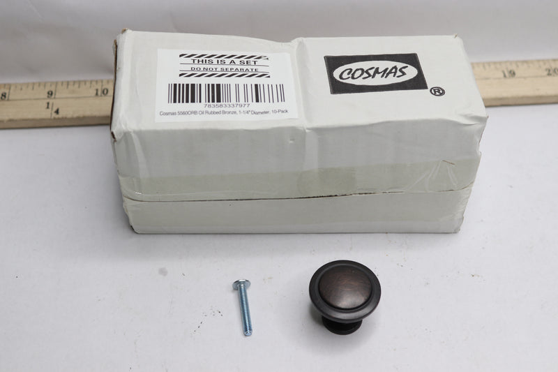 (10-Pk) Cosmas Cabinet Hardware Round Knob Oil Rubbed Bronze 1-1/4" 5560ORB