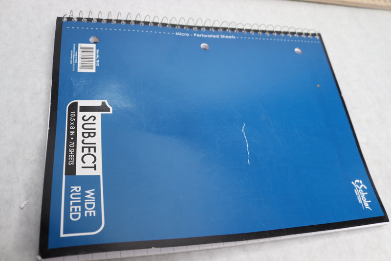 iScholar 1-Subject Wide Ruled Wirebound Notebook Blue 70 Sheets 10.5" x 8" 78101