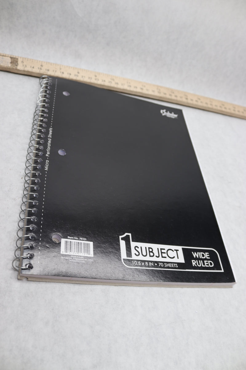 iScholar 1-Subject Wide Ruled Wirebound Notebook Black 70 Sheets 10.5"x8" 78101