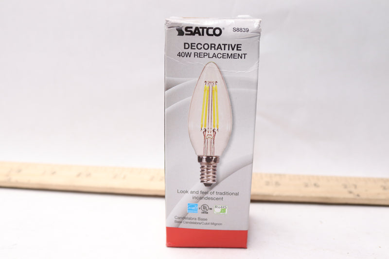Satco Vintage Edison Dimmable LED Bulb C11 Candelabra E12 120V 4W 350lm S8839