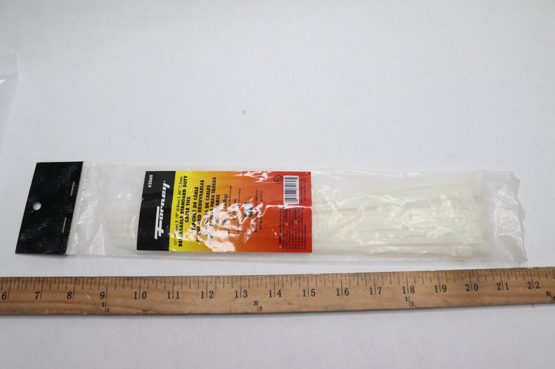 (25-Pk) Forney Cable Ties Natural Releasable Standard Duty Clear 11" 62060