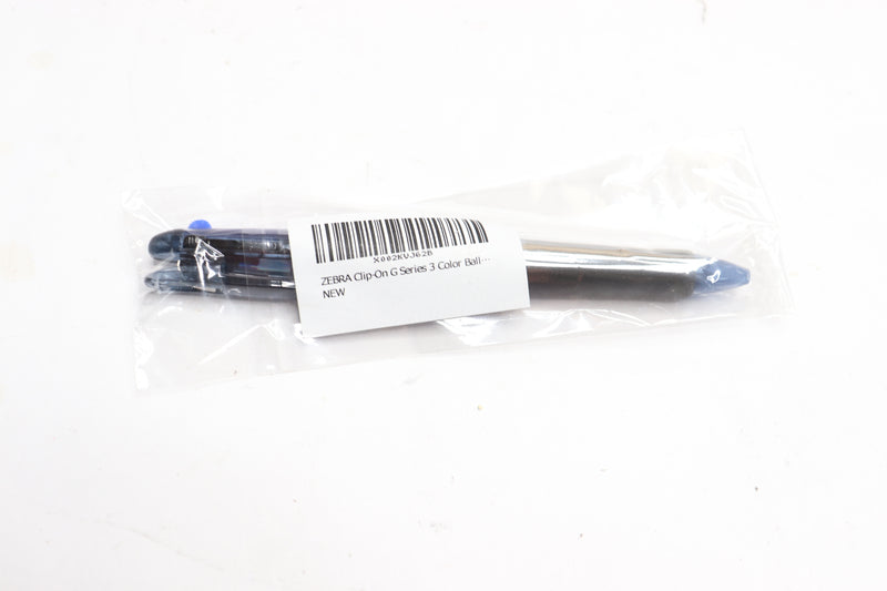 Zebra Clip-On G Series 3 Color Ballpoint Multi Pen Clear Body 0.7 MM B3A3-C
