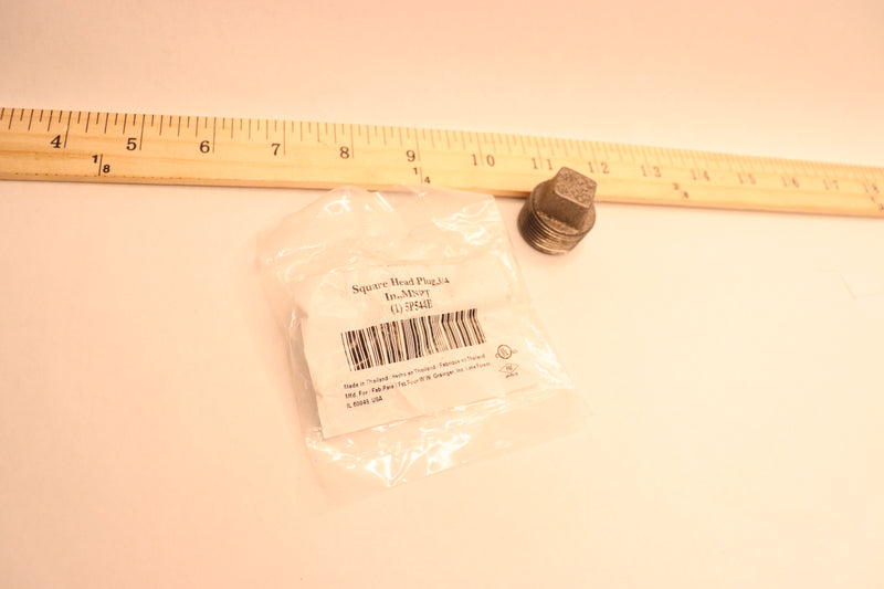 (10-Pk) Grainger Approved Square Head Plug Malleable Iron 3/4" Male NPT 5P544