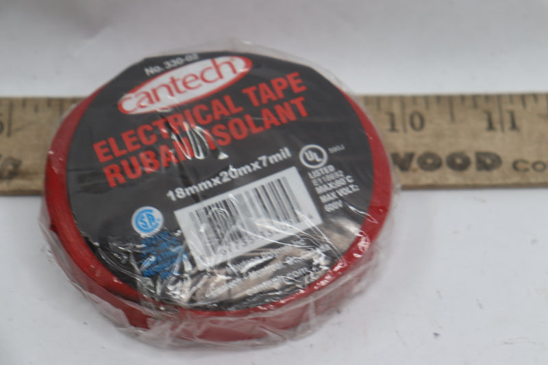 Cantech Electrical Insulation Tape PVC Red 19mm x 20m ‎SR-ZAY9-JDPF