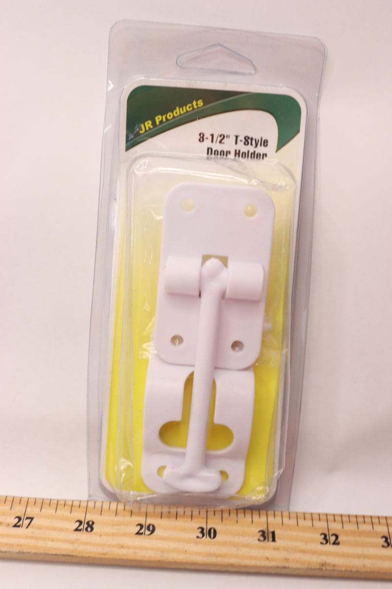 JR Products T-Style Door Holder Plastic Polar Wihte 3-1/2" 10414