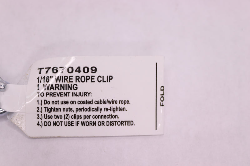 (9-Pk) Campbell Wire Rope Clip Galvanized Malleable Iron 1/16" T7670409