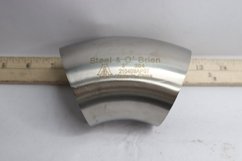 Steel & O'Brien Butt Weld End Short 90-Degree Elbow 304 Stainless Steel 3"