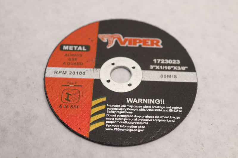 Viper Cut-Off Wheels Metal Cutting 3" x 1/16" x 3/8"