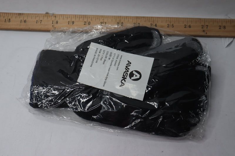 (Pair) Avaska Double Layer Knit Grip Glove Black Medium AG450